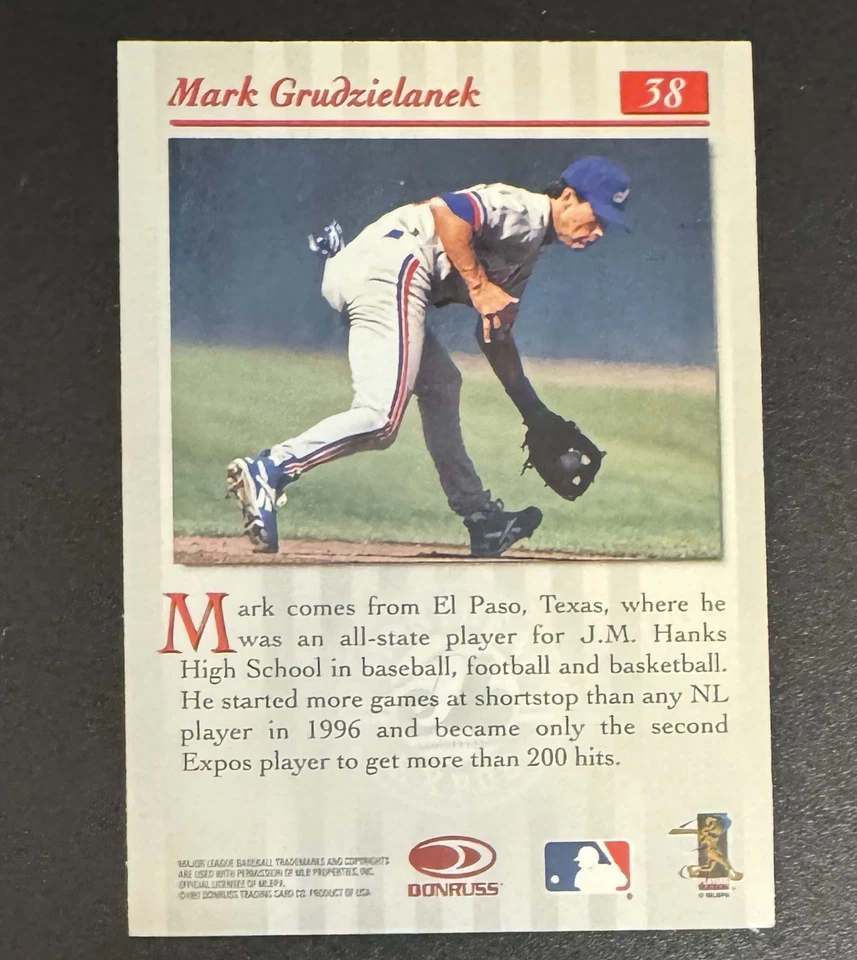 Mark Grudzielanek 1997 Donruss Studio Silver Press Proof #38 - Montreal Expos - Image 2 of 2