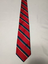 Hathaway Vintage Men's Silk Tie Red Navy Blue Gold Striped Made in USA