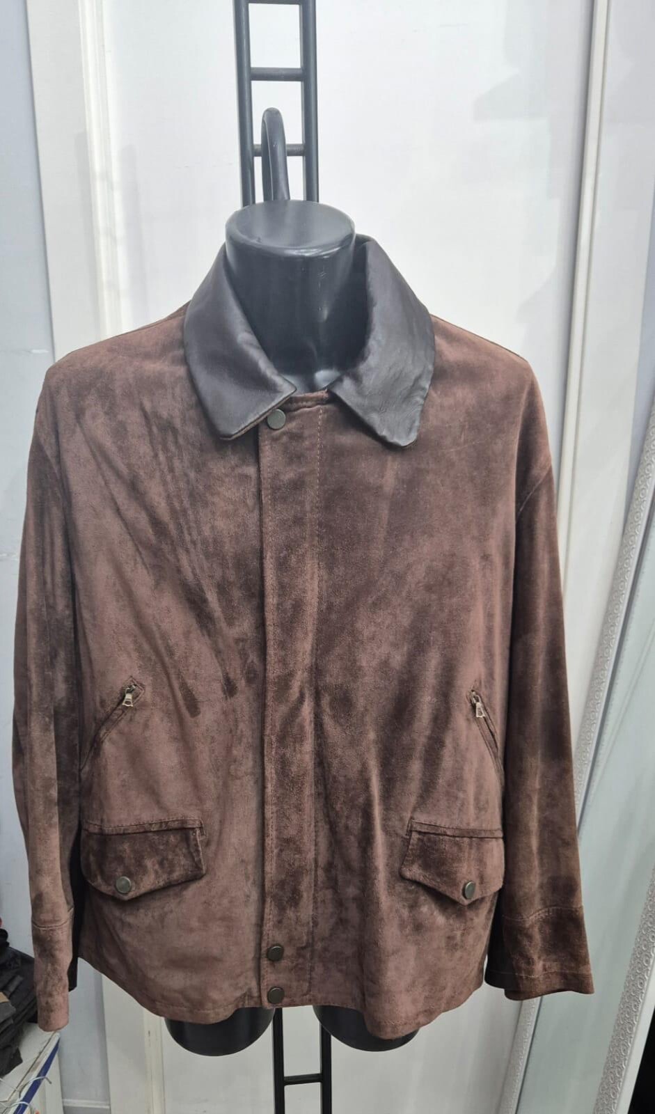 Genuine Leather Jacket Used Men's Size 50 Brown XYR728L
