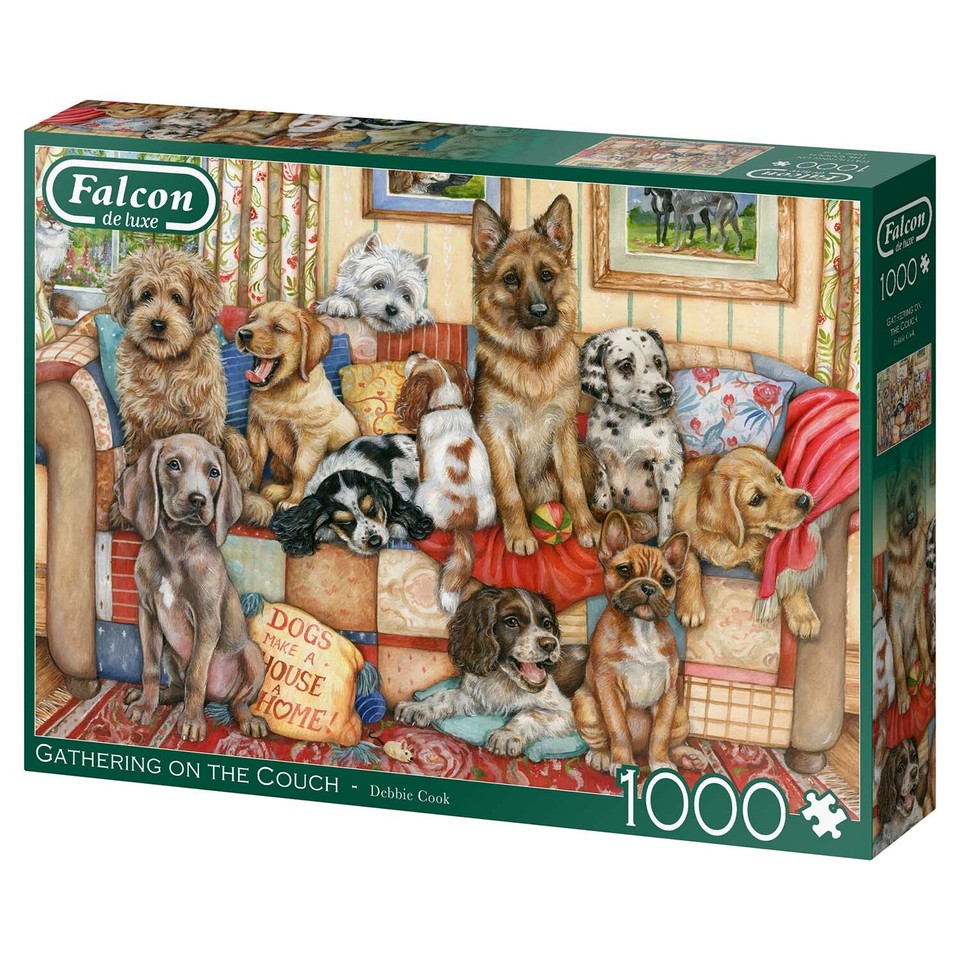 Falcon Gathering on the Couch 1000 Piece Jigsaw Puzzle By Debbie Cook