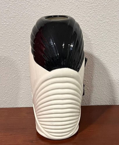 Lady Hat Art Deco Revival 80s 3D Vase Black and white Base - Picture 5 of 6