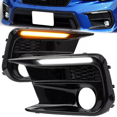 For Subaru WRX STI 18-21 Switchback Sequential LED DRL Fog Light Cover Kit Bezel
