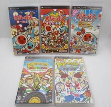 PSP pop'n music Portable 1 2 & Taiko no Tatsujin 1 2 DX 5Games Set Japan import