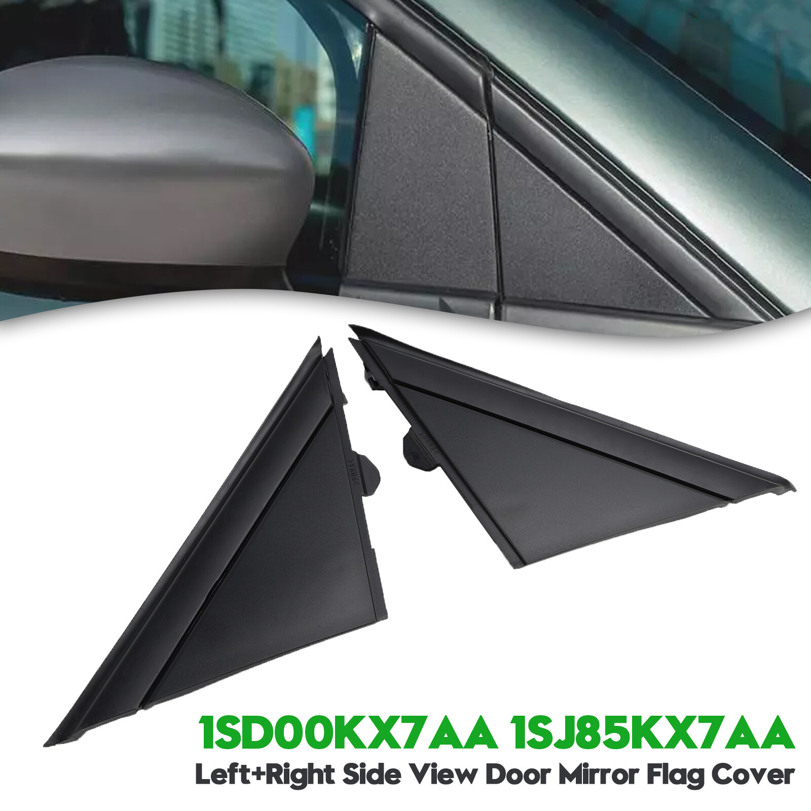 2X Left+Right Side View Door Mirror Flag Cover Molding Trim fit Fiat 500 2012-19