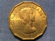 1962 Elizabeth II 3d British coin threepence