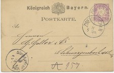 BAYERN "ZWEIBRÜCKEN" (Pf.) K1 5 Pf GA 1881 nach SCHWARZENBACH a/S (Ofr.) K1