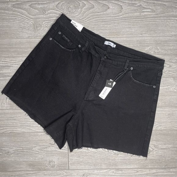 Nwt rue21 plus super high-rise raw hem dark wash black denim