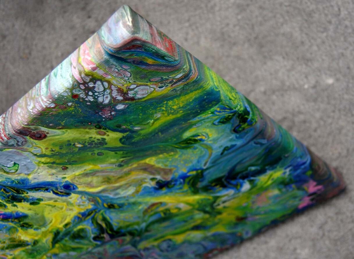 Original Art Abstract Acrylic Painting on Canvas 10" x 10" Wall Decoration