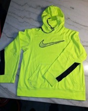 NIKE Men's Therma-Fit Neon Yellow Long Sleeve Hoodie Sweatshirt Size M -