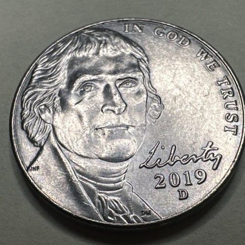 2019 D - Jefferson NICKEL 5C - 2nd portrait 8729N