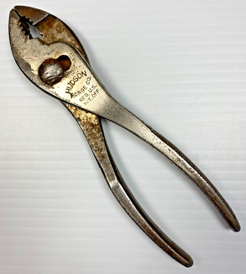 Vintage HUDSON FORGE CO. Slip Joint Pliers REG. U.S. PAT. OFF. USA Tool