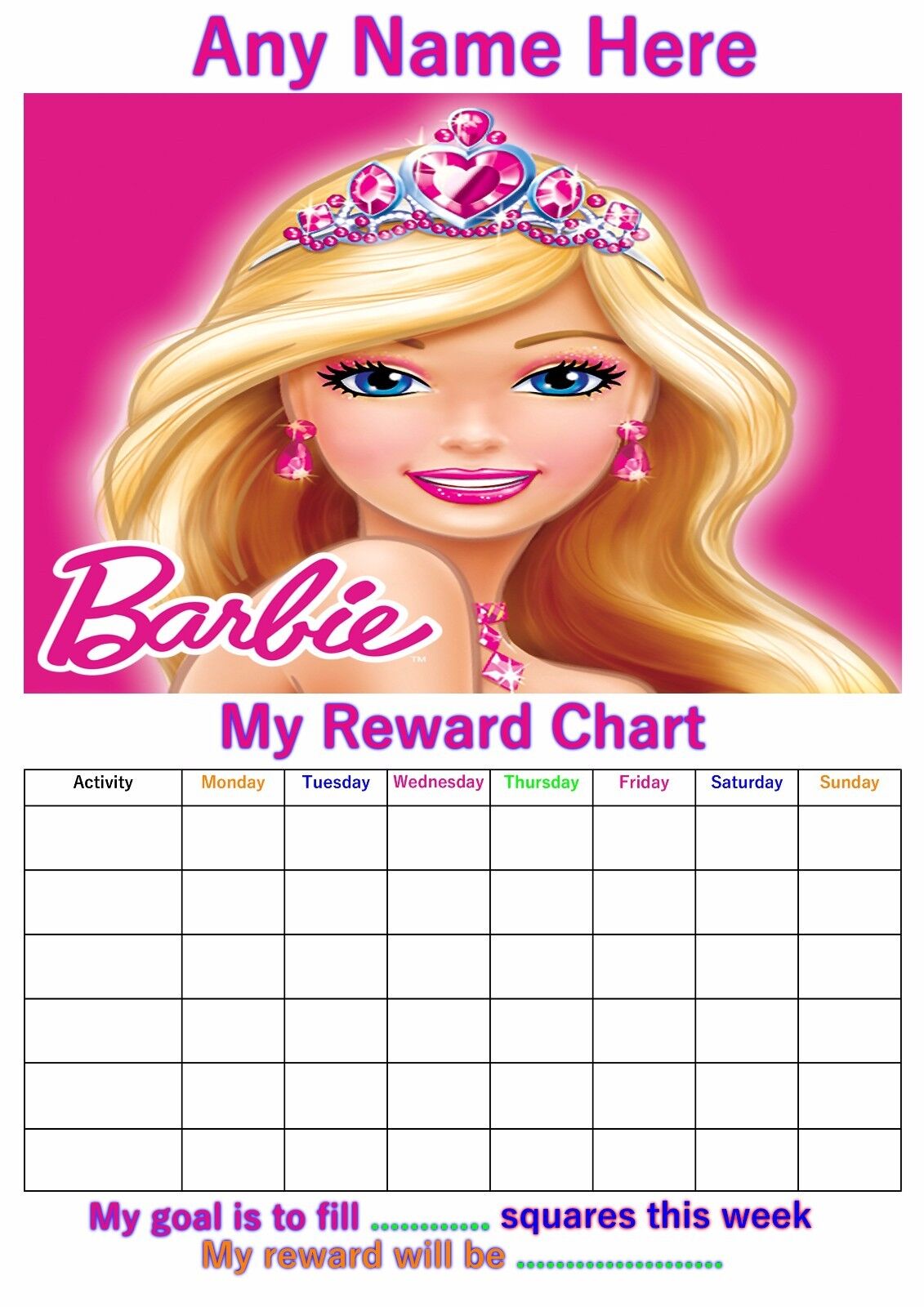 Barbie Reward Chart