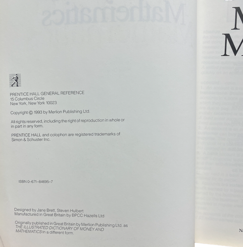 Prentice Hall General Reference Illustrated Dictionary Money and Mathematics. - Picture 4 of 13