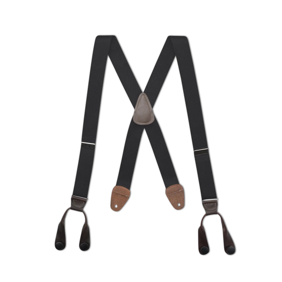 Tirantes con botones estilo X para hombre en 1 1/4" con cuero, hechos en EE. UU. Foto 3 de 4