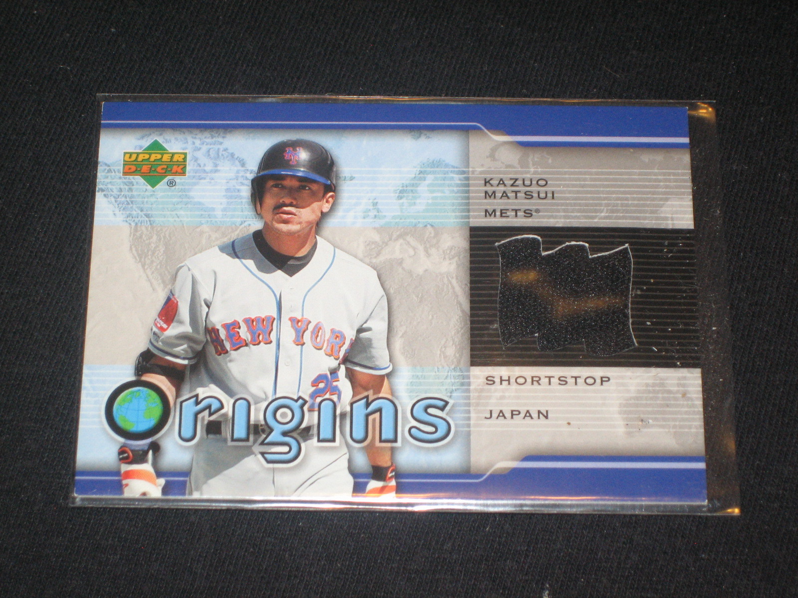 KAZUO MATSUI METS ORIGINS CERTIFIED AUTHENTIC BASEBALL GAME USED JERSEY CARD