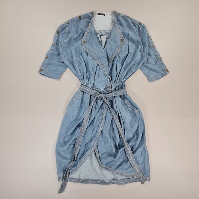 7 For All Mankind Womens Dress Blue Large Chambray Knee Length Wrap With  Linen | eBay UK
