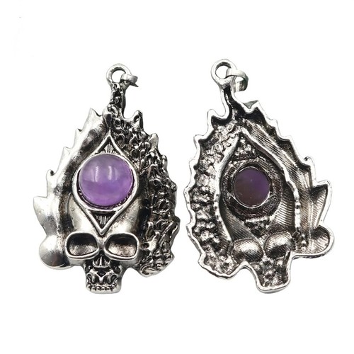 3P Moda Gótico Calavera Llavero Plata Esqueleto Piedra Colgante Llavero Joyería - Imagen 4 de 31