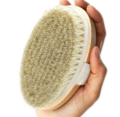 Wet And Dry Body Brush Exfoliator - Soft Bristle Naturally Exfoliates Dead Skin