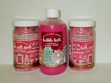 NEW BATH  BODY WORKS CRYSTAL CANDY ROSE BUBBLE BATH AND BATH SALT SOAK X 3