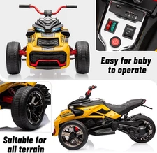 12V Kids Electric Ride-On Truck, 3-Wheel ATV Car with 2×55W Motors, LED & Music