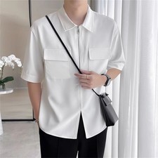 Men's Summer Shirt Casual Slim Shirts Short Sleeve Button Down Tops Blouse