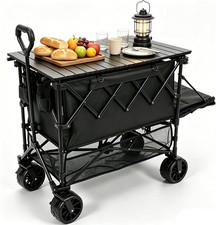 400L Heavy Duty Folding Double Decker Wagon with Table  Collapsible Utility