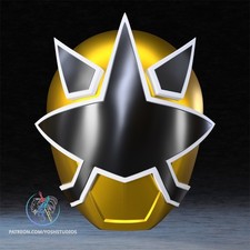 Samurai Gold Ranger Helmet 3D Printed GREY PLA+ UNFINISHED Sized to 24" head