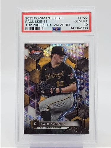 PAUL SKENES 2023 BOWMAN'S BEST TOP PROSPECT WAVE REFRACTOR A PSA 10 Q0902