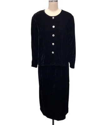 VTG Tisa Black Velvet Skirt Set Southwestern Midi Skirt Top Gothic Whimsi Sz S/M