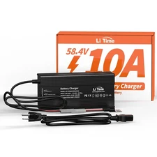 LiTime 58.4V 10A Lithium Battery Charger for 48V LiFePO4 Batteries-Refurbished