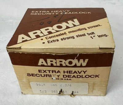 Arrow Heavy-Duty Security Deadlock 961M Satin Chrome 2-3/4'' B NIB Vintage