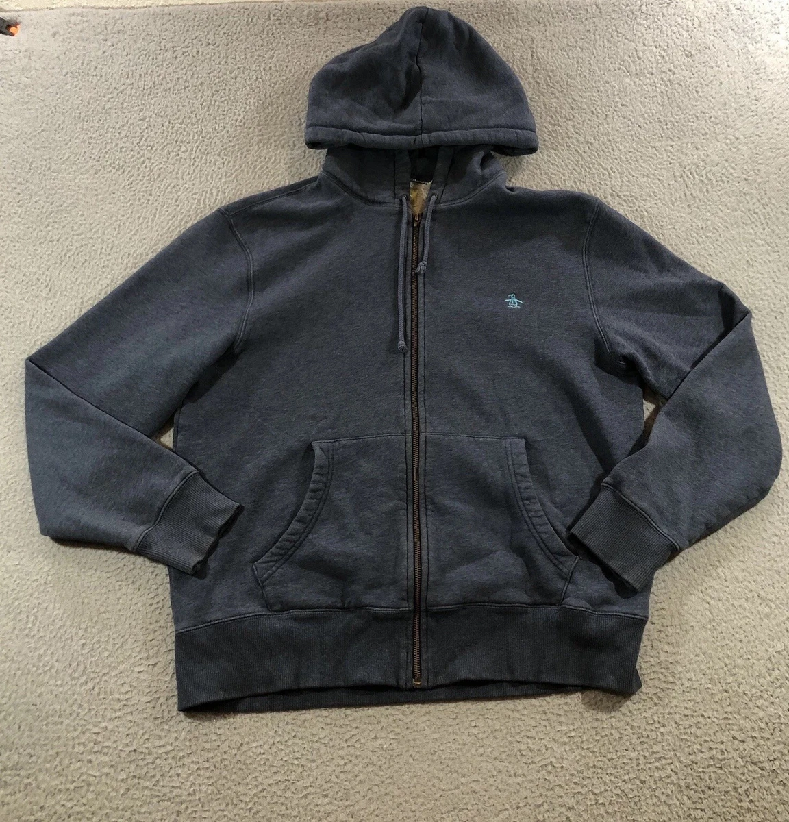 Sweat Capuche Original Penguin Homme - 2XL Gris, Zippé, Poche Kangourou