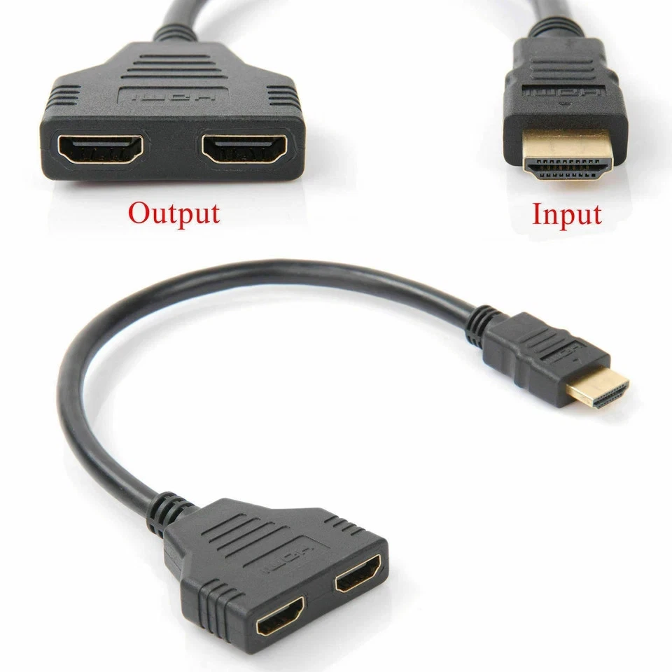 HDMI Splitter Adapter Cable 1 Input 2 Output for Office monitor pc laptop 1080p - Image 4 of 4