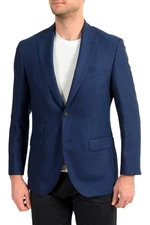 Hugo Boss Men's Jet5 Regular Fit Blue 100% Wool Two Button Blazer US 38R IT 48R