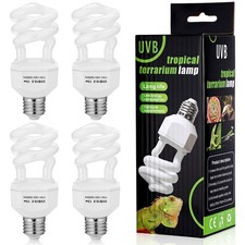 4 Pack UVB Reptile Light Bulb 10.0 Bulb for Desert Reptiles UVB Light Compact...