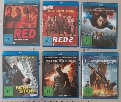 Konvolut Blu-rays 6 Stück, RED 1&2, Man Of Steel, Terminator Genisys... sehr gut