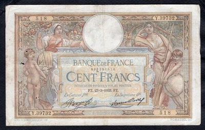 100 Francs Luc Olivier Merson  23.3.1933 Etat TB - Photo 1/2