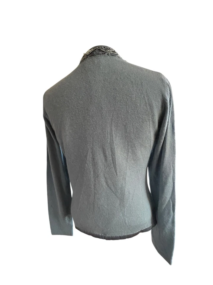 Próximo Suéter Talla Pequeña Cuentas Lentejuelas Cárdigan Gancho Un Ojo Forrado Manga Larga Foto 4 de 4