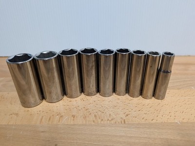 New NOS 9pc Craftsman 6 point Deep Socket Set 3/8'' Drive SAE 3/8'' To 7/8'' 