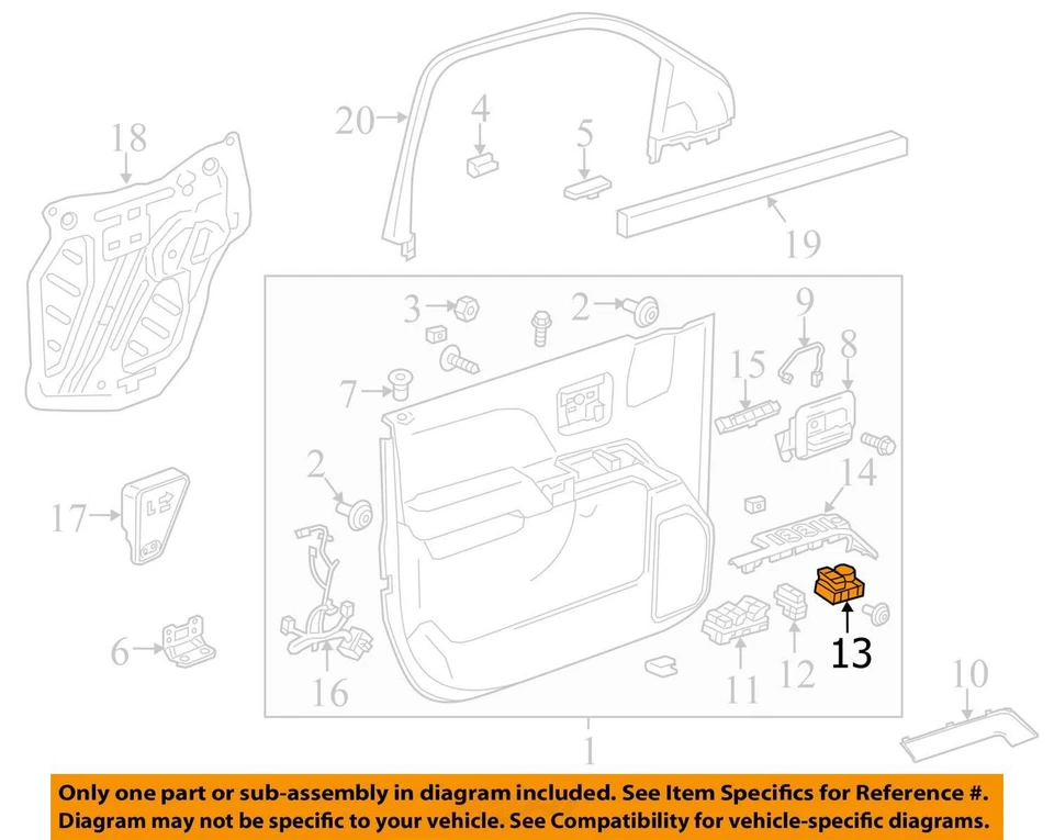 Chevrolet Tahoe 2015-2020 conductor puerta izquierda maestro interruptor ventana eléctrica GY2BJ Foto 3 de 4