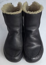 FITFLOP MUKLUK MOC II SIZE 5/38 BLACK LEATHER SHEARLING BOOTS GOOD COND'N 