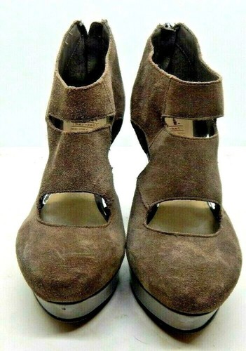 MRKT Womens Gray Suede Platform Wedge Heels Back Zip Shoe Size 6 - Picture 4 of 9