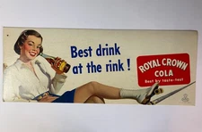 Royal Crown Cola 1950s Trolley Car Sign 11x28 Roller Rink Advertising CC 131