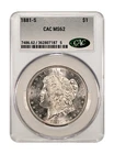 1881-S Morgan Silver Dollar CACG MS 64 CAC