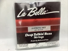 La Bella 750N Black Nylon Tape wound Bass Strings .128 Low B 5 string set