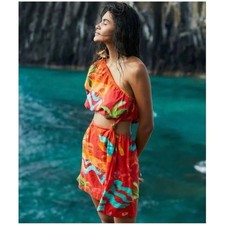 NWT FARM Rio Red Ipanema One Shoulder Cutout Mini Dress Small