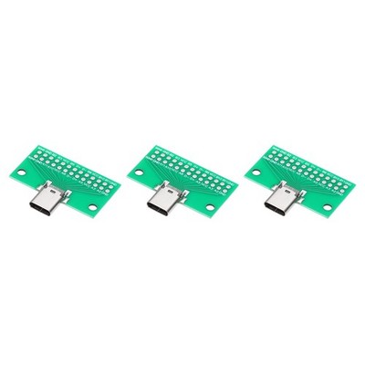 3Pcs Type-C Female USB3.1 Tester Green PCB Board Adapter DIP with 26 Hole 2.54mm