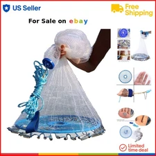 Nylon Monofilament Casting Net for Bait 12FT Radius Preformed for Freshwater
