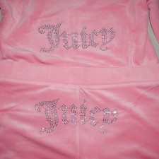 JUICY COUTURE Velour Bling Tracksuit Pink Size L Sweatsuit 2 Piece Set NWT