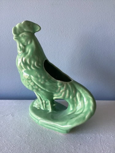 Vintage McCoy Pottery Green Rooster Planter USA Chicken